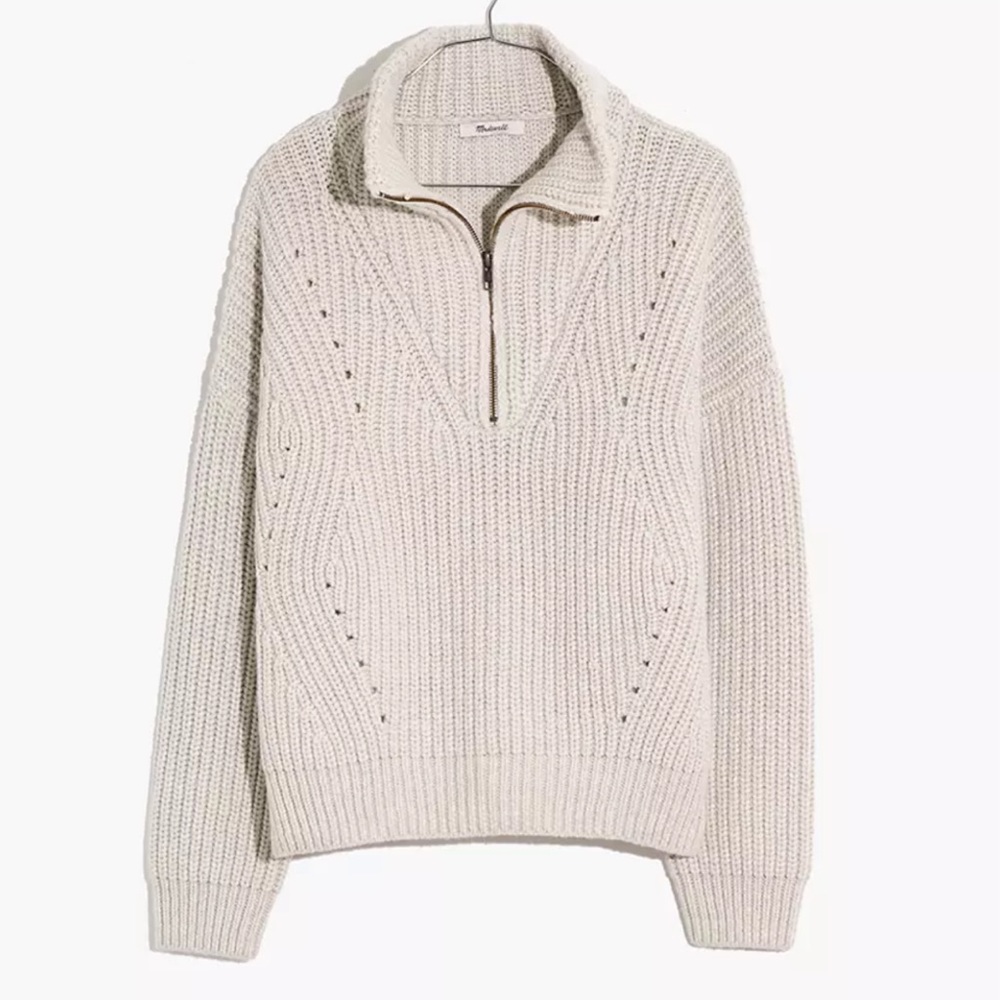 Pointelle half zip pullover sweater Madewell xs